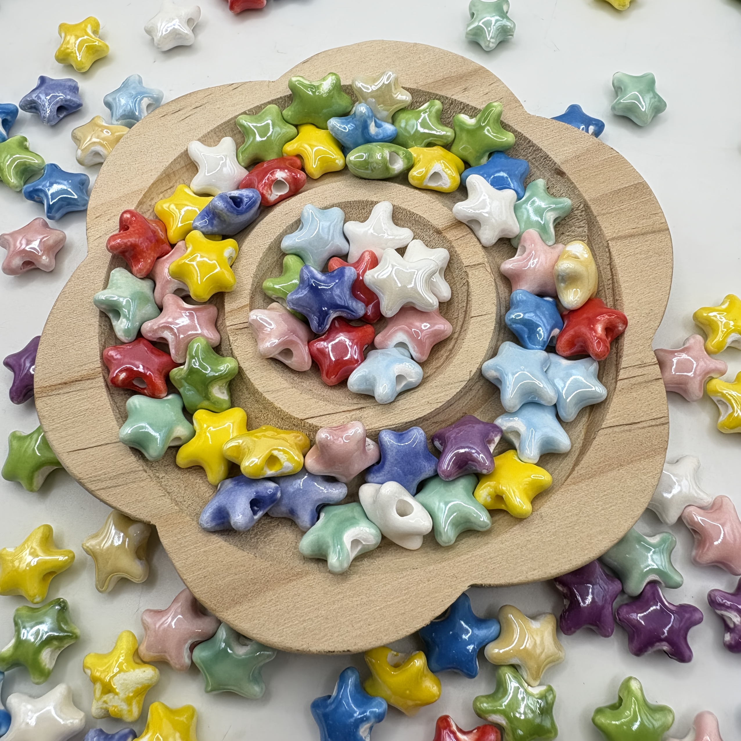 15pcs Colorful Star Ceramic Beads for DIY Jewelry Making